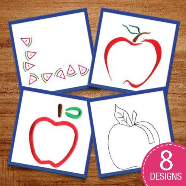 Picture of Fun Fruit Outlines Embroidery Design Pack