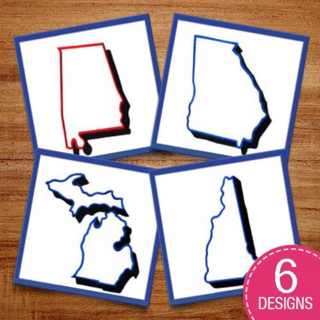 Picture of US State Outlines Embroidery Design Pack