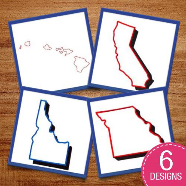 Picture of Outlined US States Embroidery Design Pack