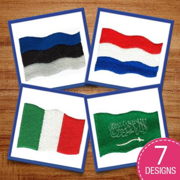 Picture of Waving Country Flags Embroidery Design Pack