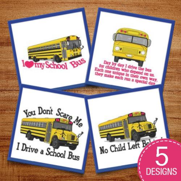 Picture of Ride The School Bus Embroidery Design Pack