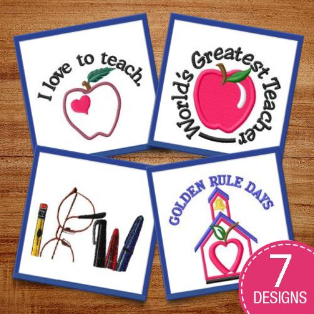 Picture of Teachers Love To Teach Embroidery Design Pack