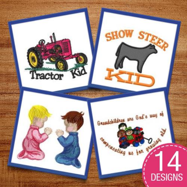 Picture of Kids & Captions Embroidery Design Pack