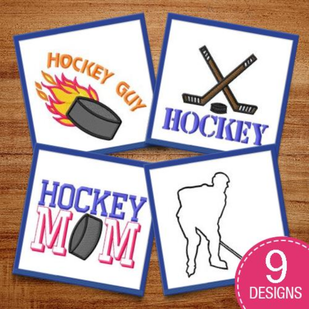 Picture of Ice Hockey Slap Shots Embroidery Design Pack