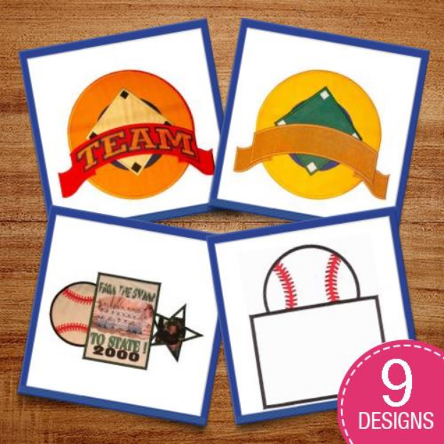 Picture of At The Baseball Park Embroidery Design Pack