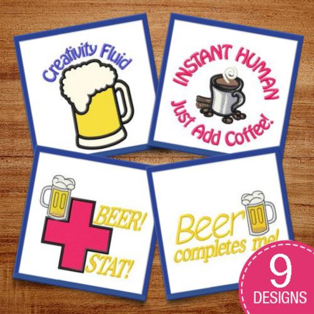 Picture of Drinks All Day Long! Embroidery Design Pack