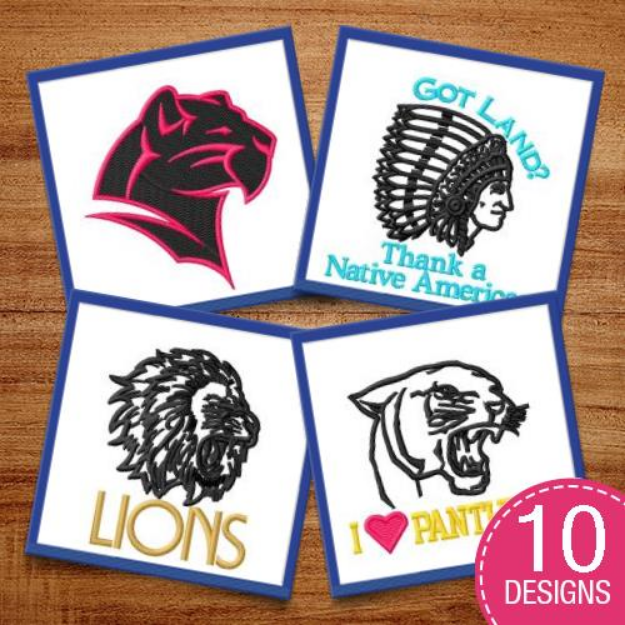 Picture of School Spirit Mascots Embroidery Design Pack