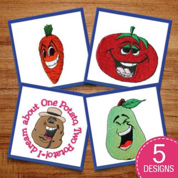 Picture of Funny Fruits & Veggies Embroidery Design Pack