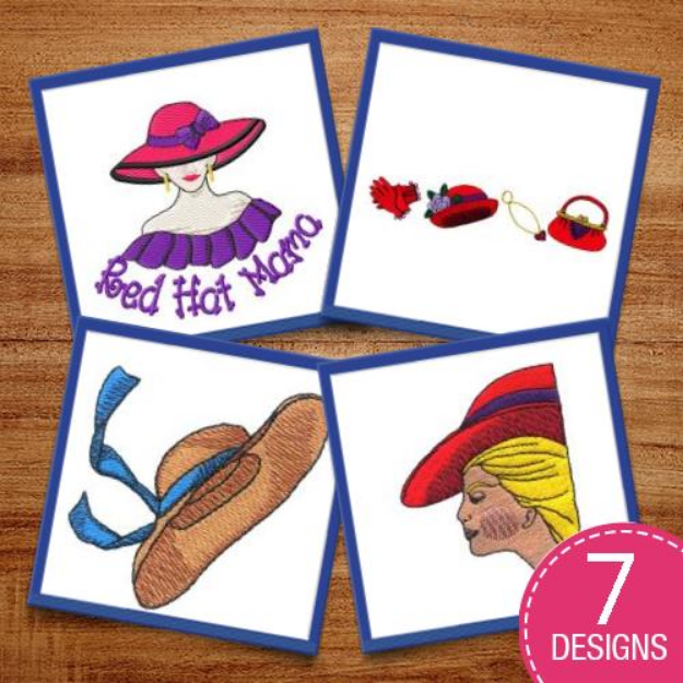 Picture of Ladies In Hats Embroidery Design Pack