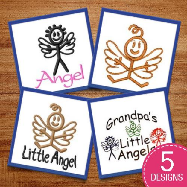 Picture of Stick Figure Angels Embroidery Design Pack