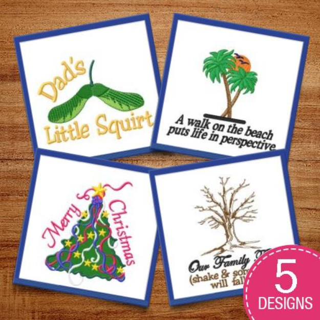 Picture of Trees & Captions Embroidery Design Pack