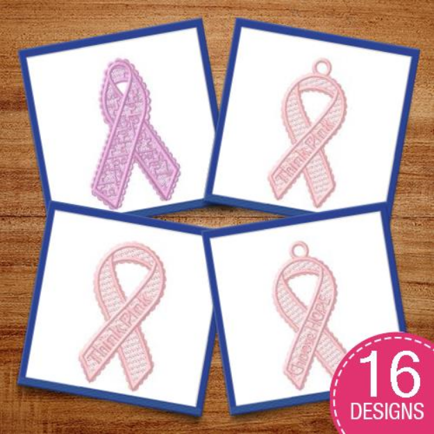 Picture of Pink Awareness Ribbons Embroidery Design Pack