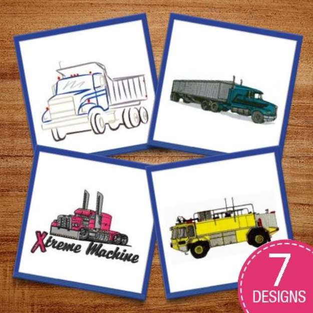 Picture of Working Big Trucks Embroidery Design Pack