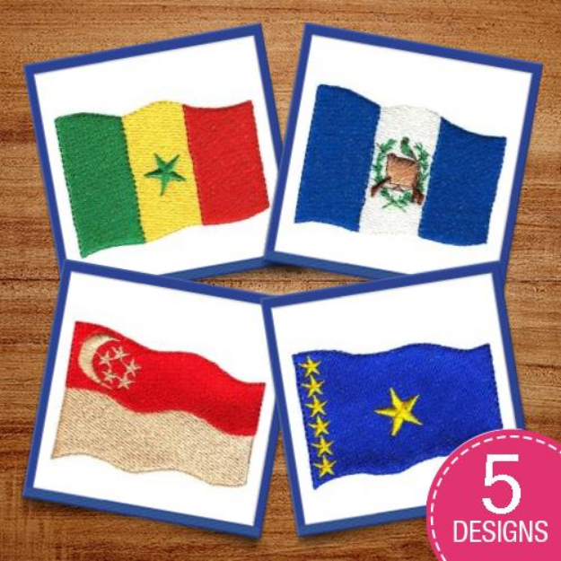 Picture of Waving International Flags Embroidery Design Pack