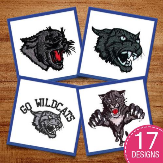 Picture of Wildcat Mascats Embroidery Design Pack