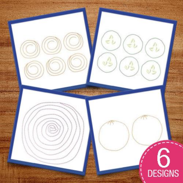Picture of Circular Outline Foods Embroidery Design Pack