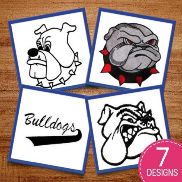 Picture of Bulldog Mascots Embroidery Design Pack