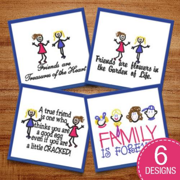 Picture of Adorable Stick Figure Friends Embroidery Design Pack