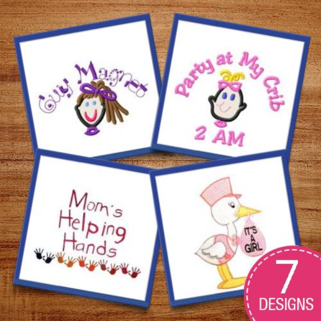Picture of Little Girl Cartoons Embroidery Design Pack