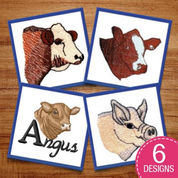 Picture of Country Farm Animals Embroidery Design Pack