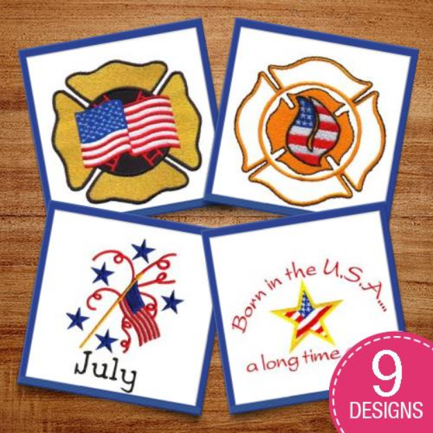 Picture of Independence Day Flags Embroidery Design Pack