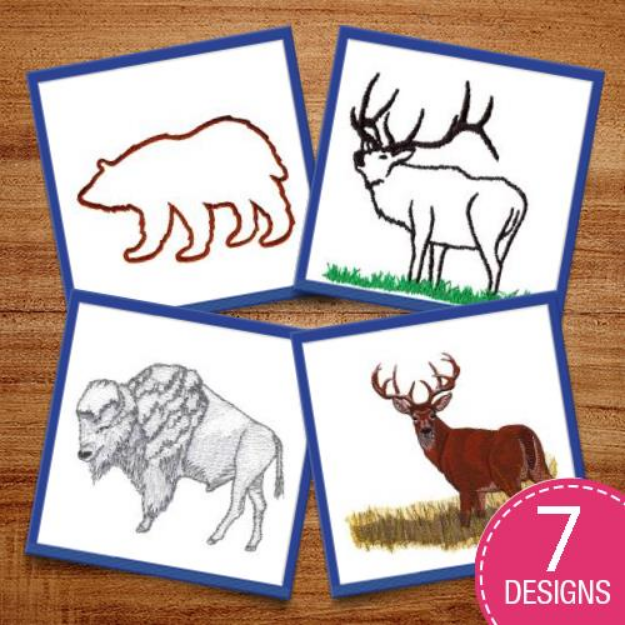 Picture of American Wildlife Animals Embroidery Design Pack