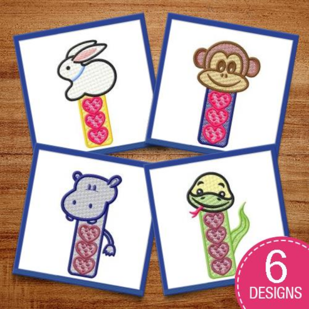 Picture of Nursery Animal Bookmarks Embroidery Design Pack