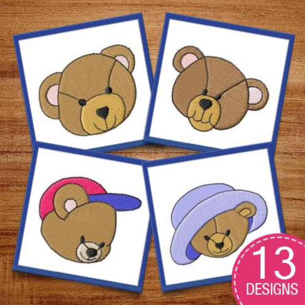 Picture of Teddy Bear Heads Embroidery Design Pack