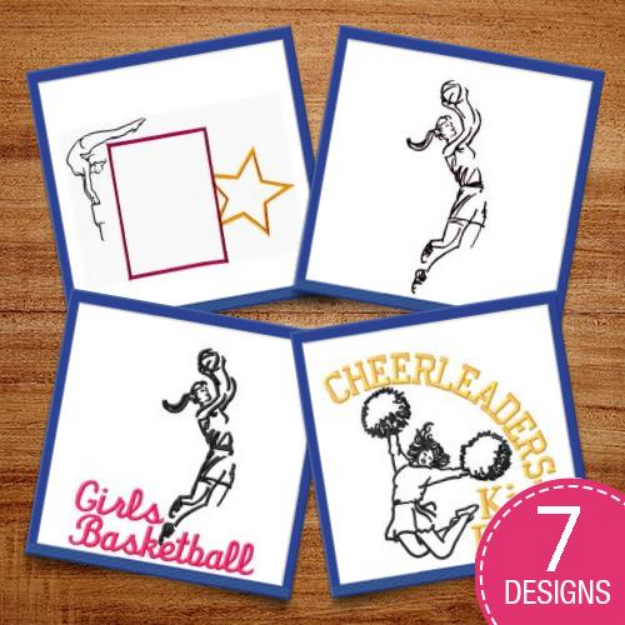 Picture of Athletic Girls Embroidery Design Pack