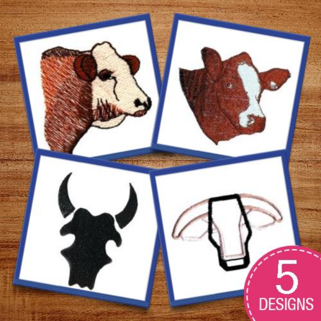 Picture of Cows & Steers Embroidery Design Pack
