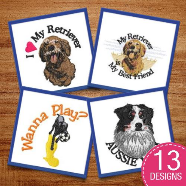 Picture of Purebred Dogs & Captions Embroidery Design Pack