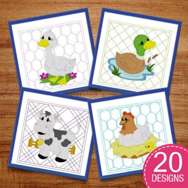 Picture of Fun Farm Quilt Embroidery Design Pack