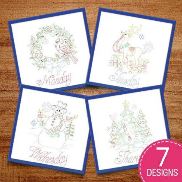 Picture of Christmas Days Of The Week Embroidery Design Pack