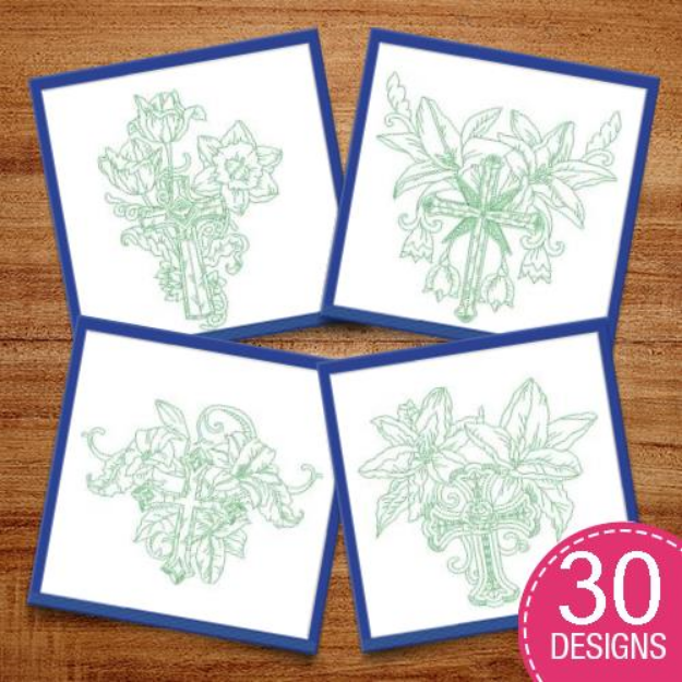Picture of Crosses & Flowers Embroidery Design Pack