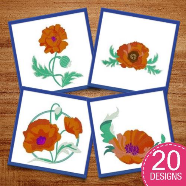 Picture of Poppies Embroidery Design Pack