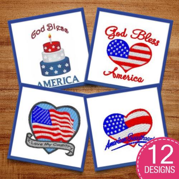 Picture of God Bless The USA Embroidery Design Pack