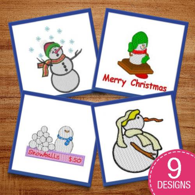 Picture of Christmas Snowmen Embroidery Design Pack