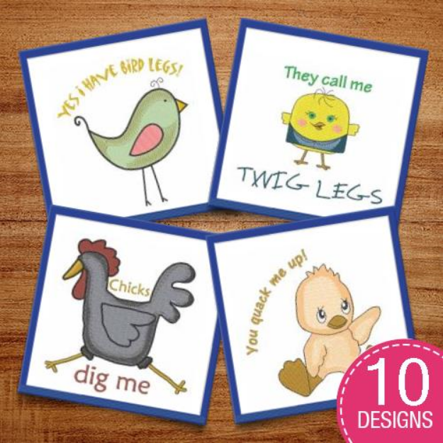 Picture of Silly Cartoon Birds Embroidery Design Pack