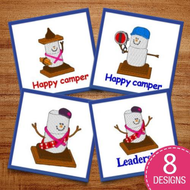 Picture of Outdoor Marshmallow Characters Embroidery Design Pack