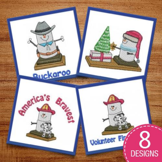 Picture of Marshmallow Characters Embroidery Design Pack