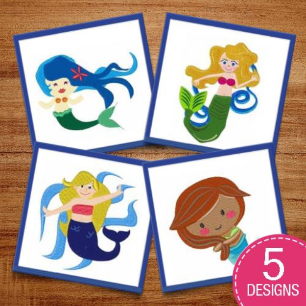 Picture of Mermaid Girls Embroidery Design Pack