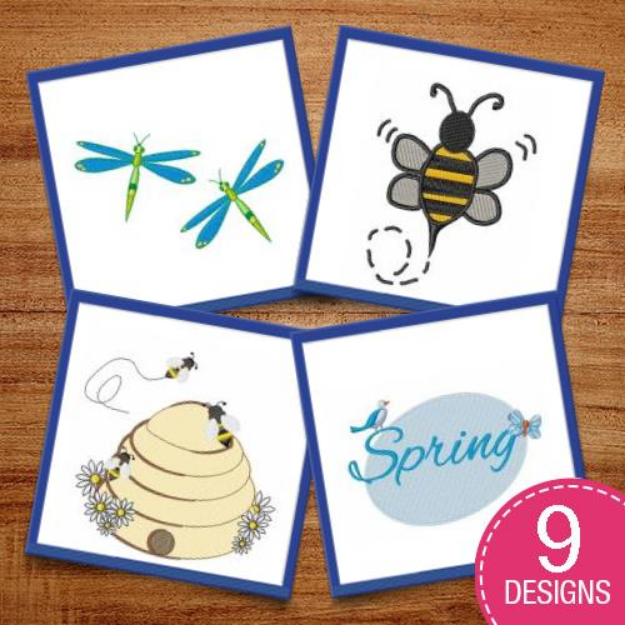 Picture of Spring Bugs Embroidery Design Pack
