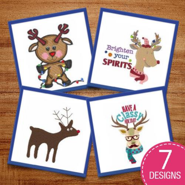 Picture of Christmas Reindeer Cuties Embroidery Design Pack