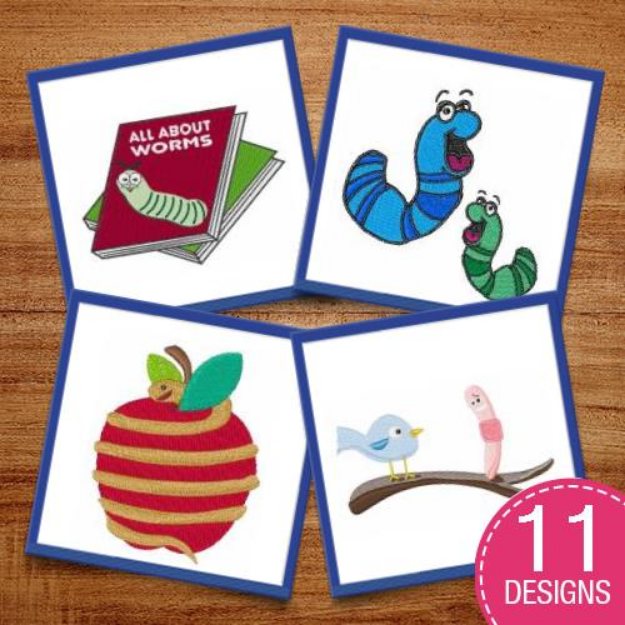 Picture of Wriggly Worms Embroidery Design Pack