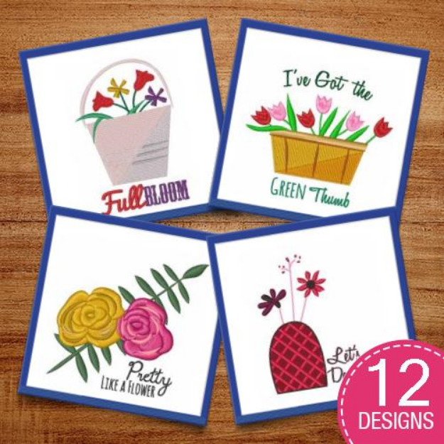 Picture of Backyard Flowers Embroidery Design Pack