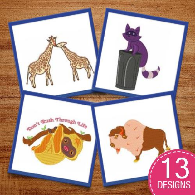 Picture of Cartoon Wildlife Animals Embroidery Design Pack