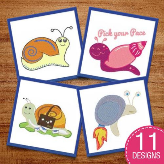 Picture of Super Snails Embroidery Design Pack
