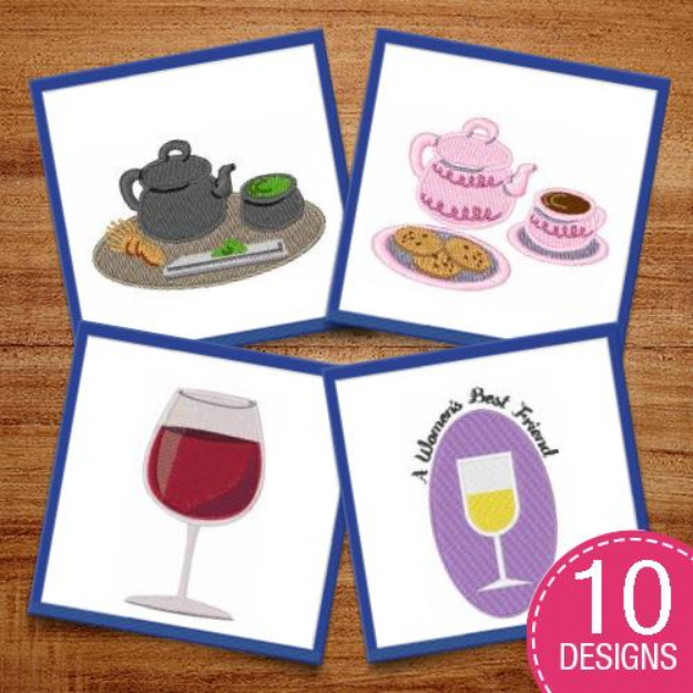 Picture of Lets Have A Drink Embroidery Design Pack