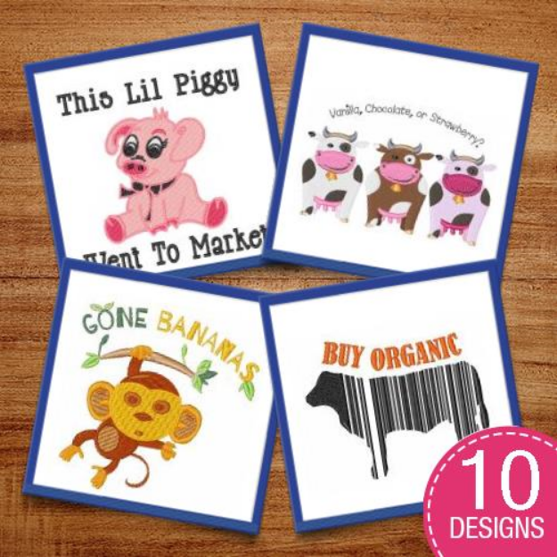 Picture of Funny Animal Captions Embroidery Design Pack