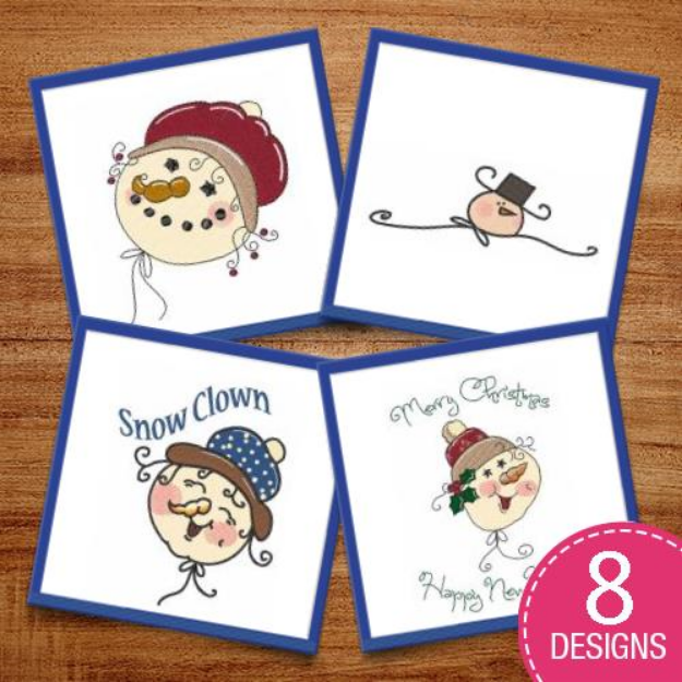 Picture of Happy Holiday Snowmen Embroidery Design Pack